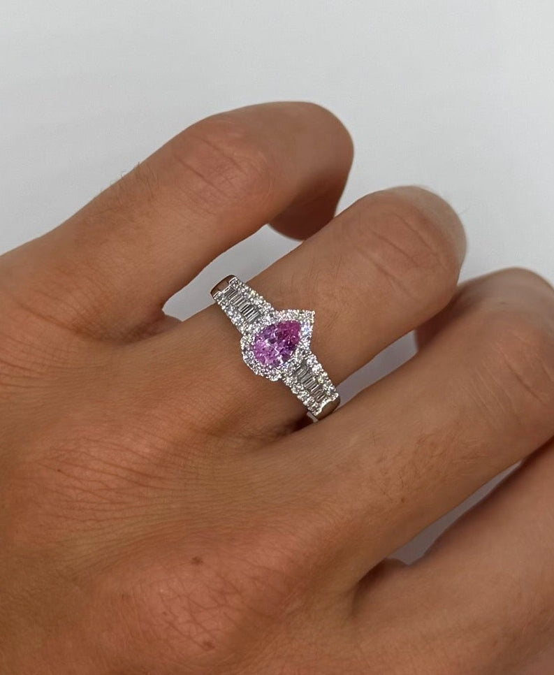 Pink Sapphire Pear Ring