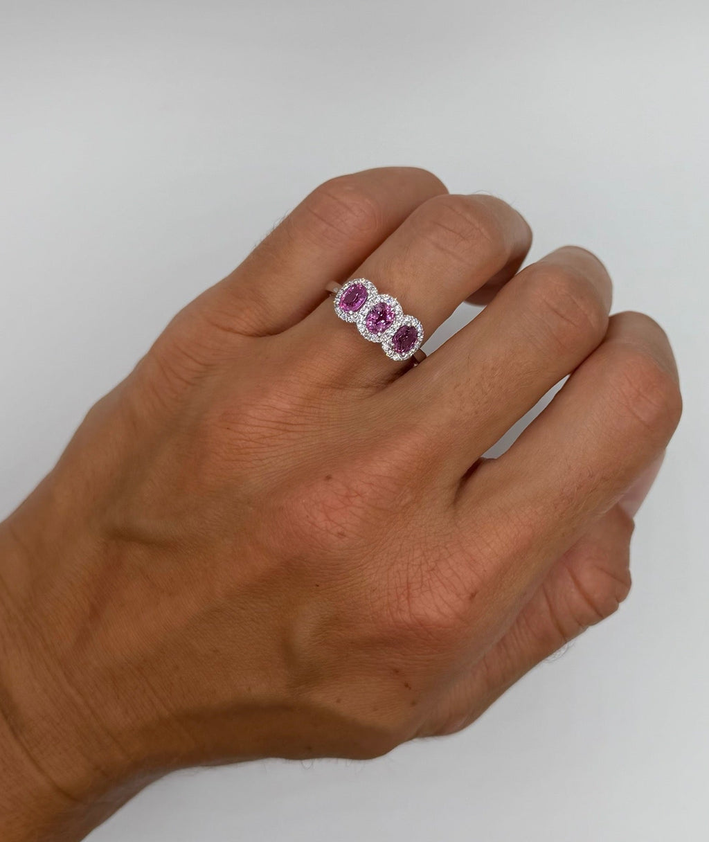 Pink Sapphire Trio Ring - PREORDER