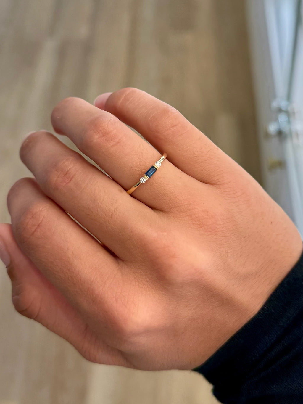 Dainty Sapphire Baguette Ring