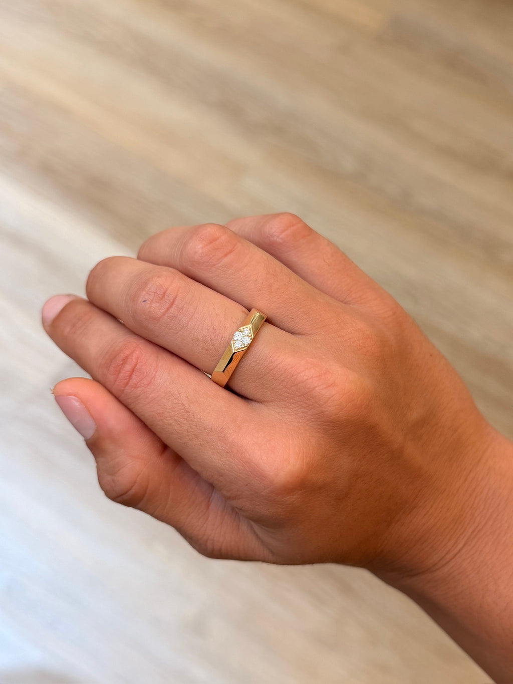 Angular Diamond Cluster Ring