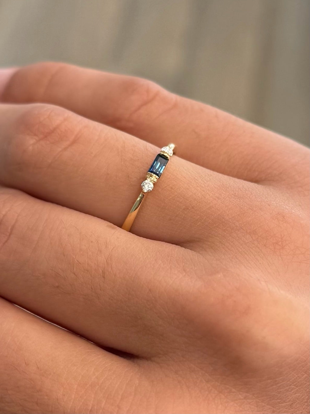 Dainty Sapphire Baguette Ring
