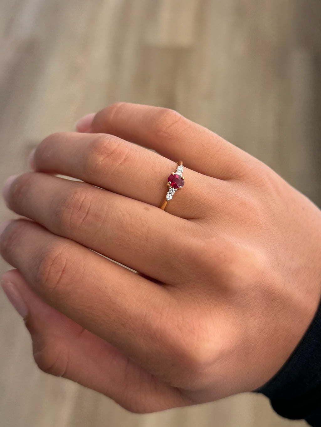 Dainty Oval Ruby Ring
