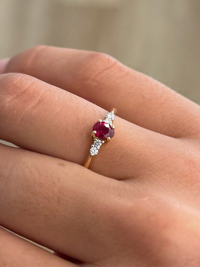 Dainty Oval Ruby Ring