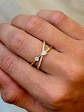 Dainty Criss-Cross Pear & Round Diamond Ring