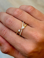 Dainty Criss-Cross Pear & Round Diamond Ring