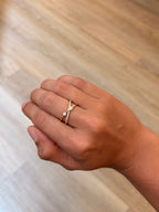 Dainty Criss-Cross Pear & Round Diamond Ring