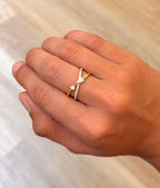 Criss-Cross Pear & Round Diamond Ring
