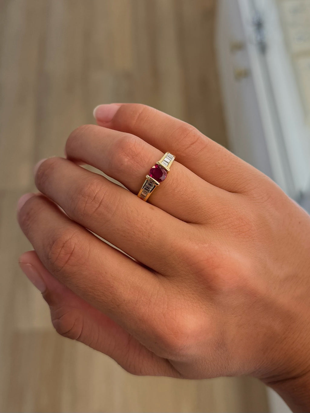 Ruby & Channel Set Baguette Diamond Ring