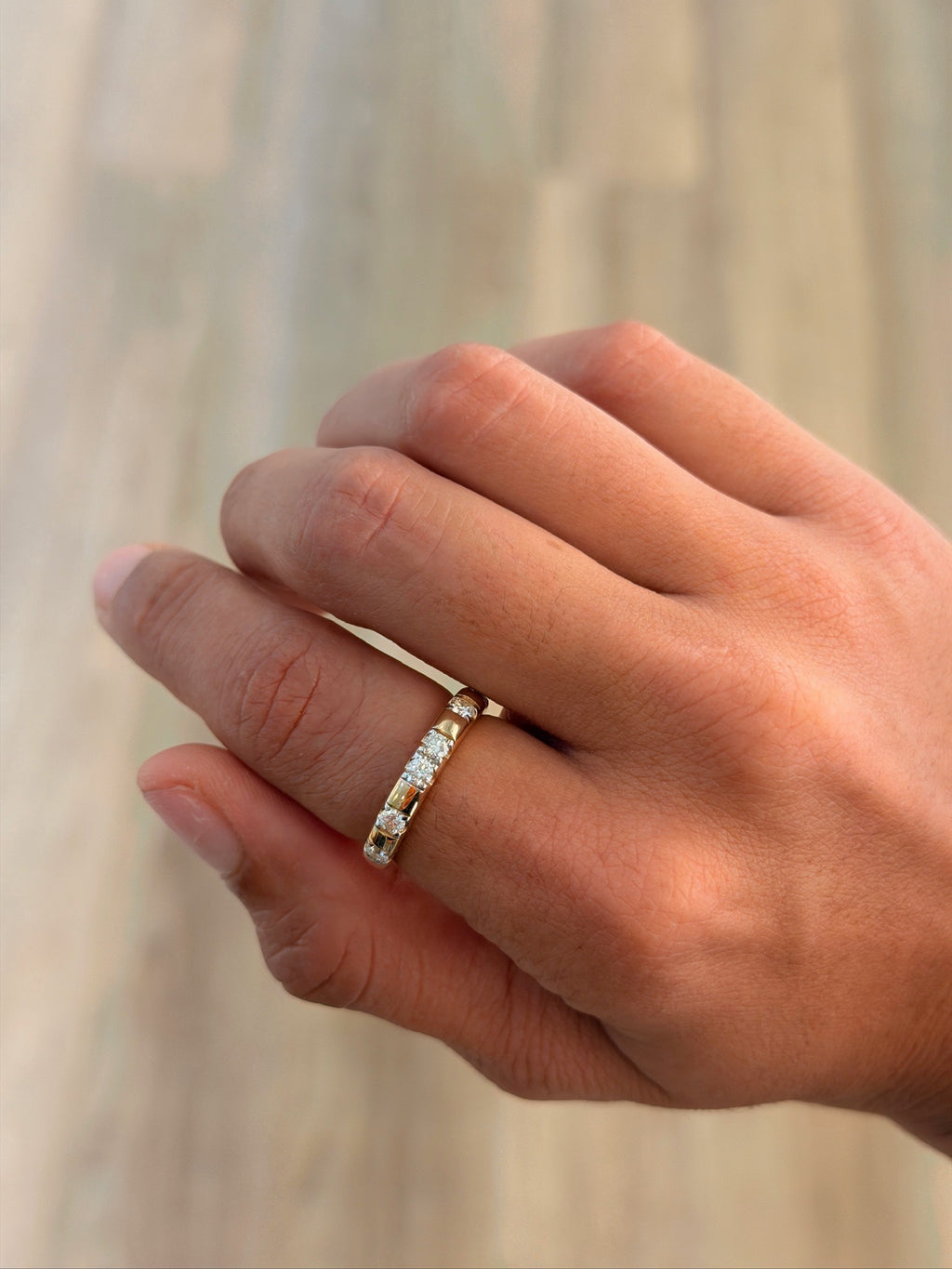 Vertical Channel Set Diamond Ring