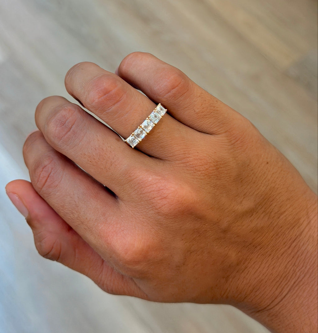 Asscher-Cut Lab Diamond Half Eternity Band