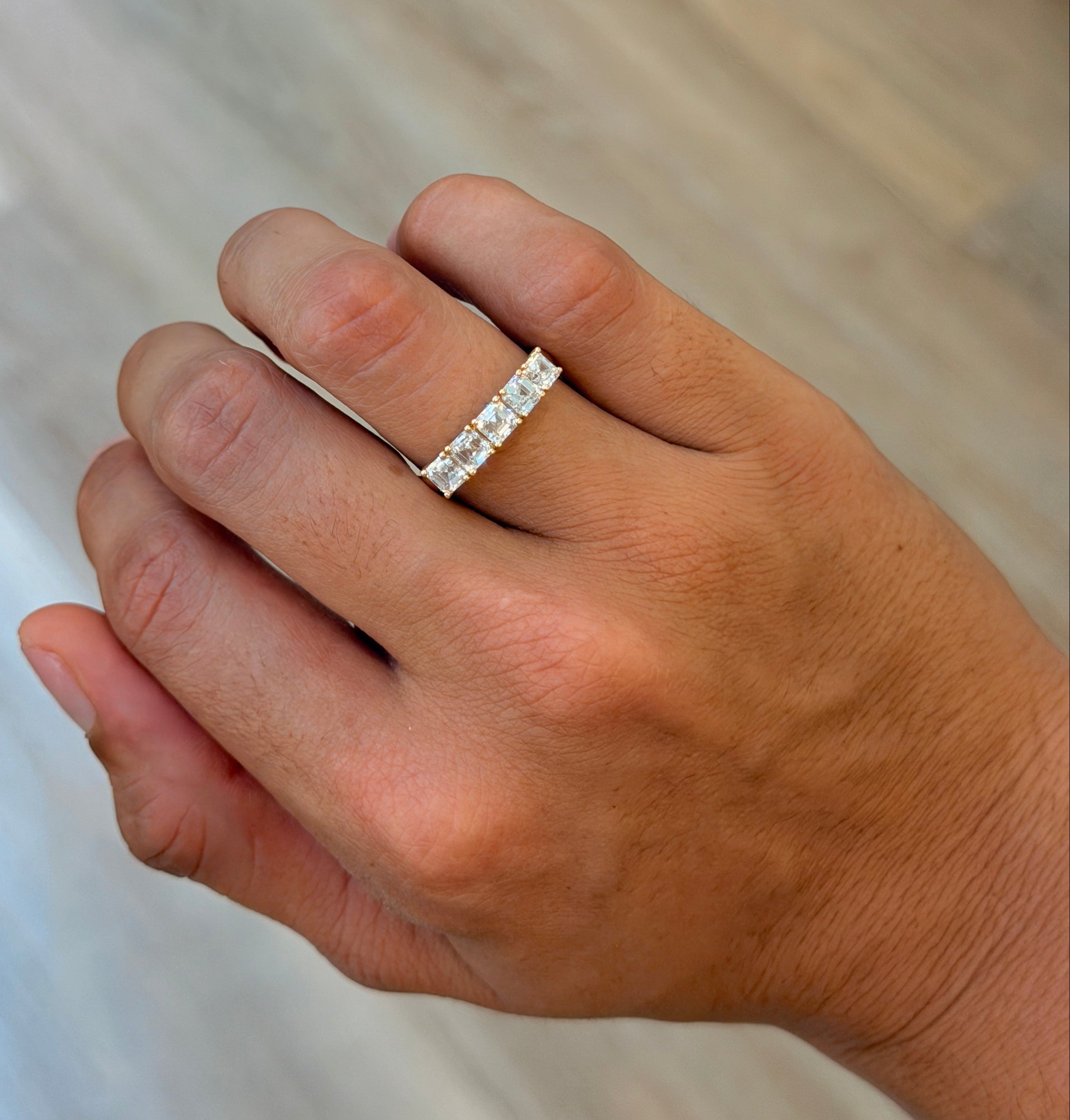 Asscher-Cut Lab Diamond Half Eternity Band