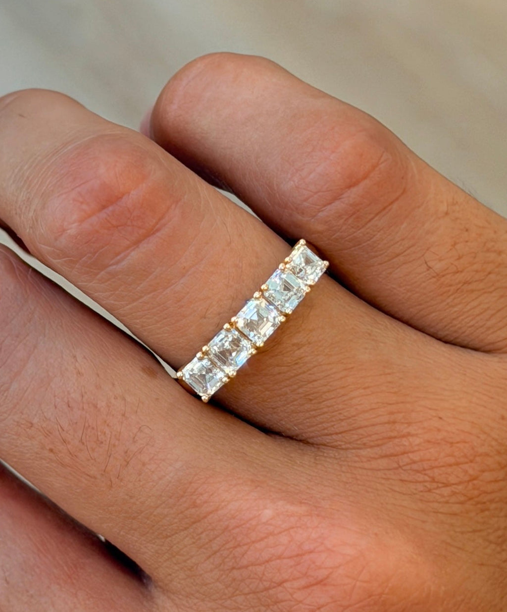 Asscher-Cut Lab Diamond Half Eternity Band