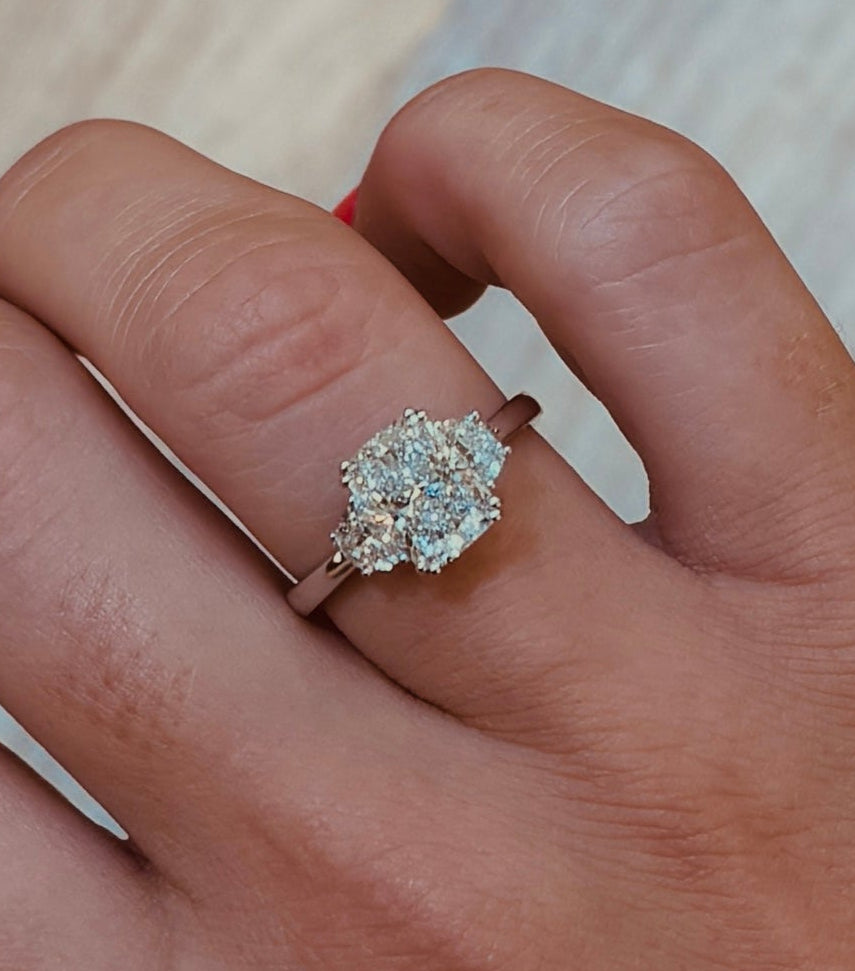 Radiant Lab Diamond Ring With Trapezoid Side Stones