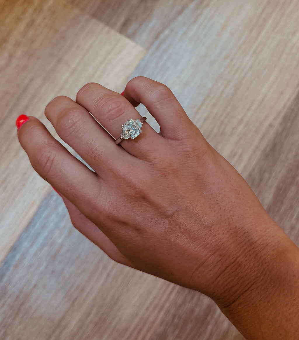 Radiant Lab Diamond Ring With Trapezoid Side Stones