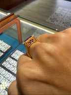 Emerald cut Amethyst Split Shank Ring with Halo