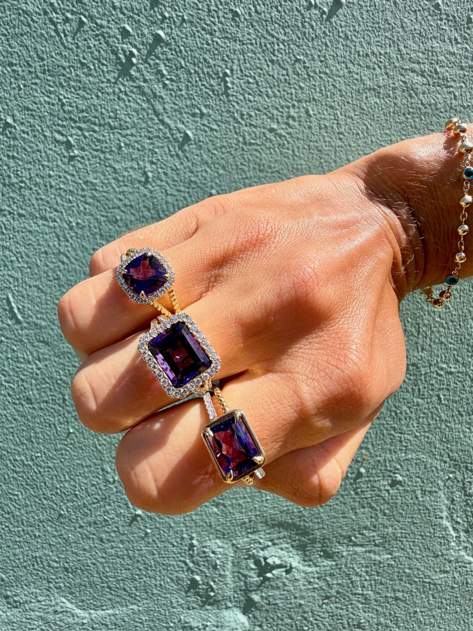 Emerald cut Amethyst Split Shank Ring