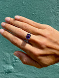 Emerald cut Amethyst Split Shank Ring