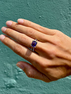 Emerald cut Amethyst Split Shank Ring