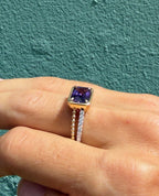 Emerald cut Amethyst Split Shank Ring