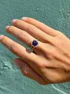 Cushion Cut Amethyst Ring with Halo