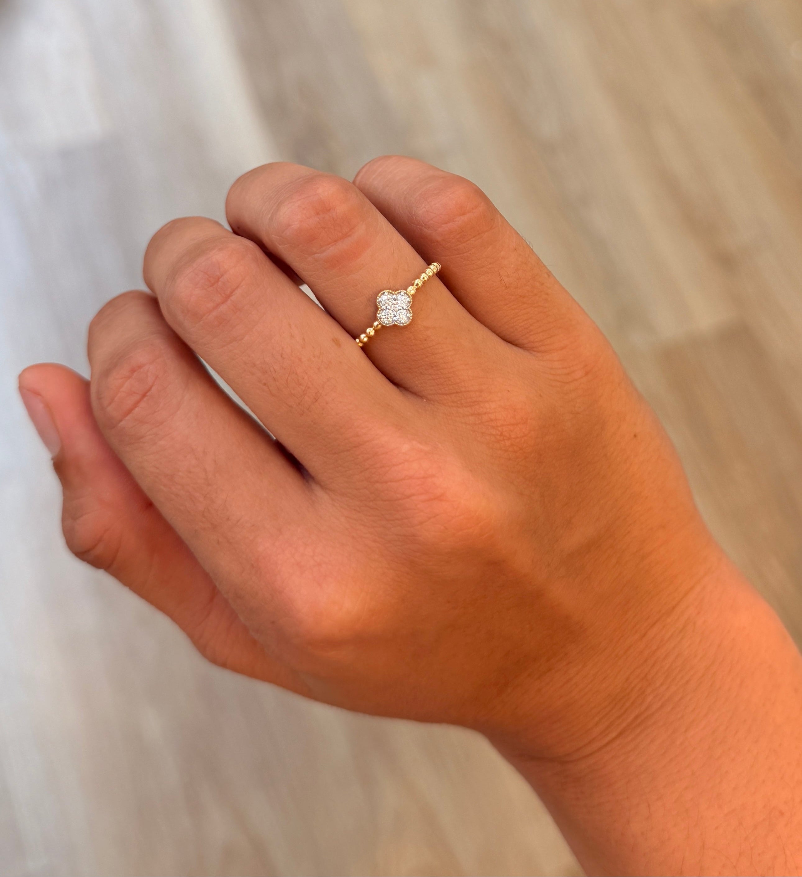Dainty Clover Diamond Ring - PREORDER