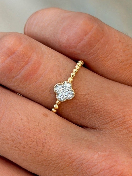 Dainty Clover Diamond Ring