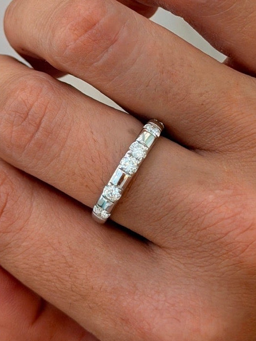 Vertical Channel Set Diamond Ring