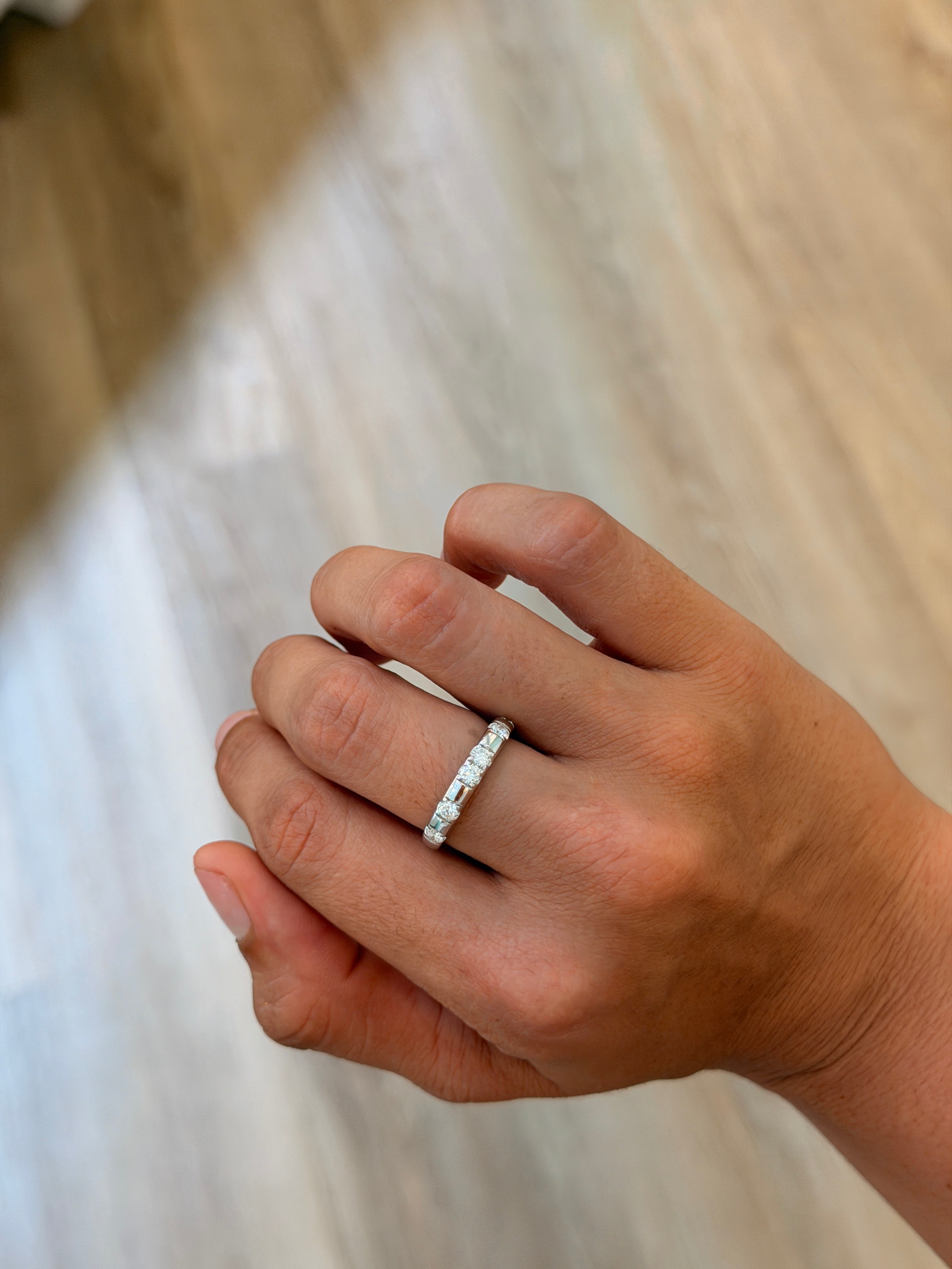 Vertical Channel Set Diamond Ring
