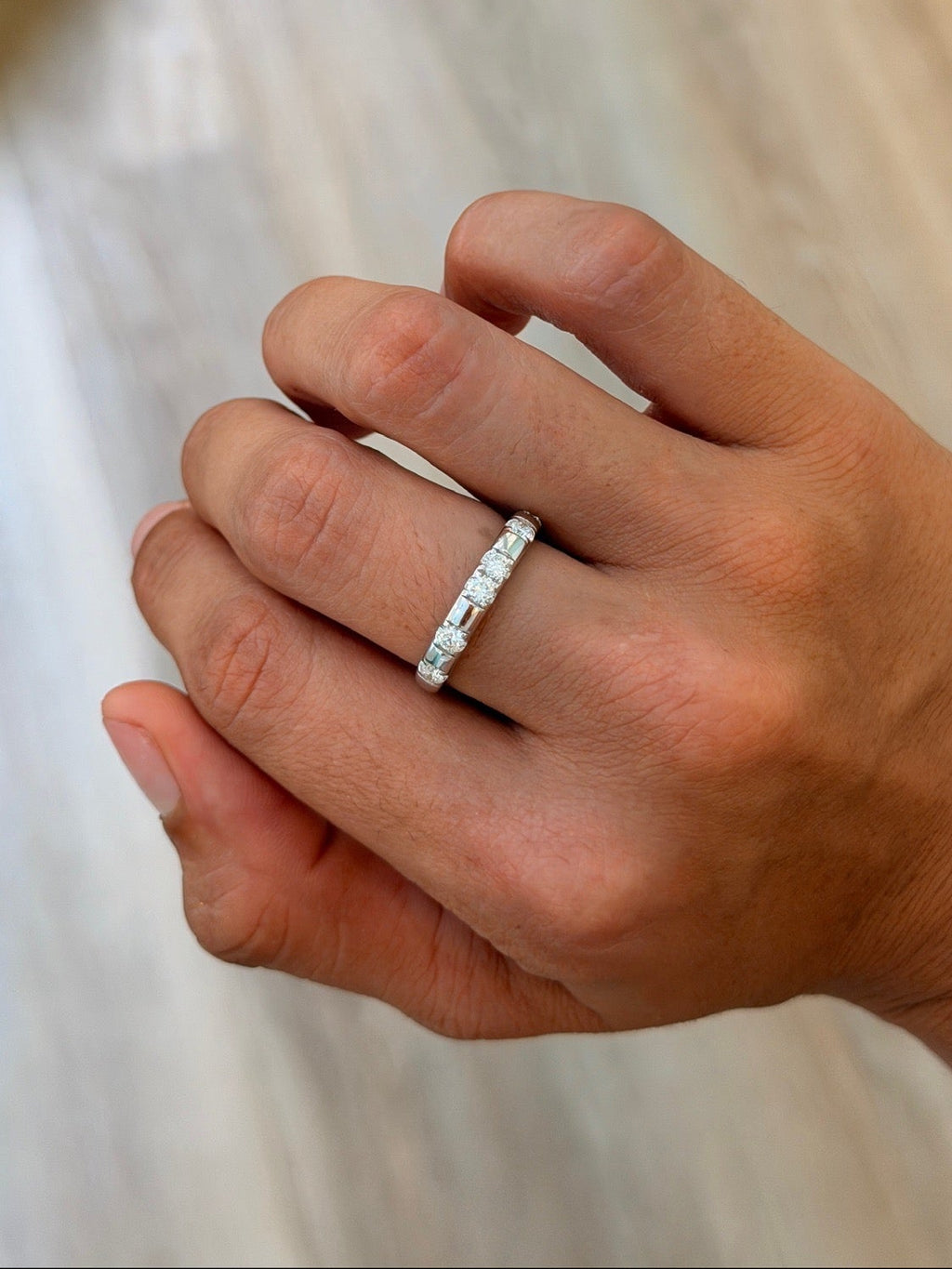 Vertical Channel Set Diamond Ring