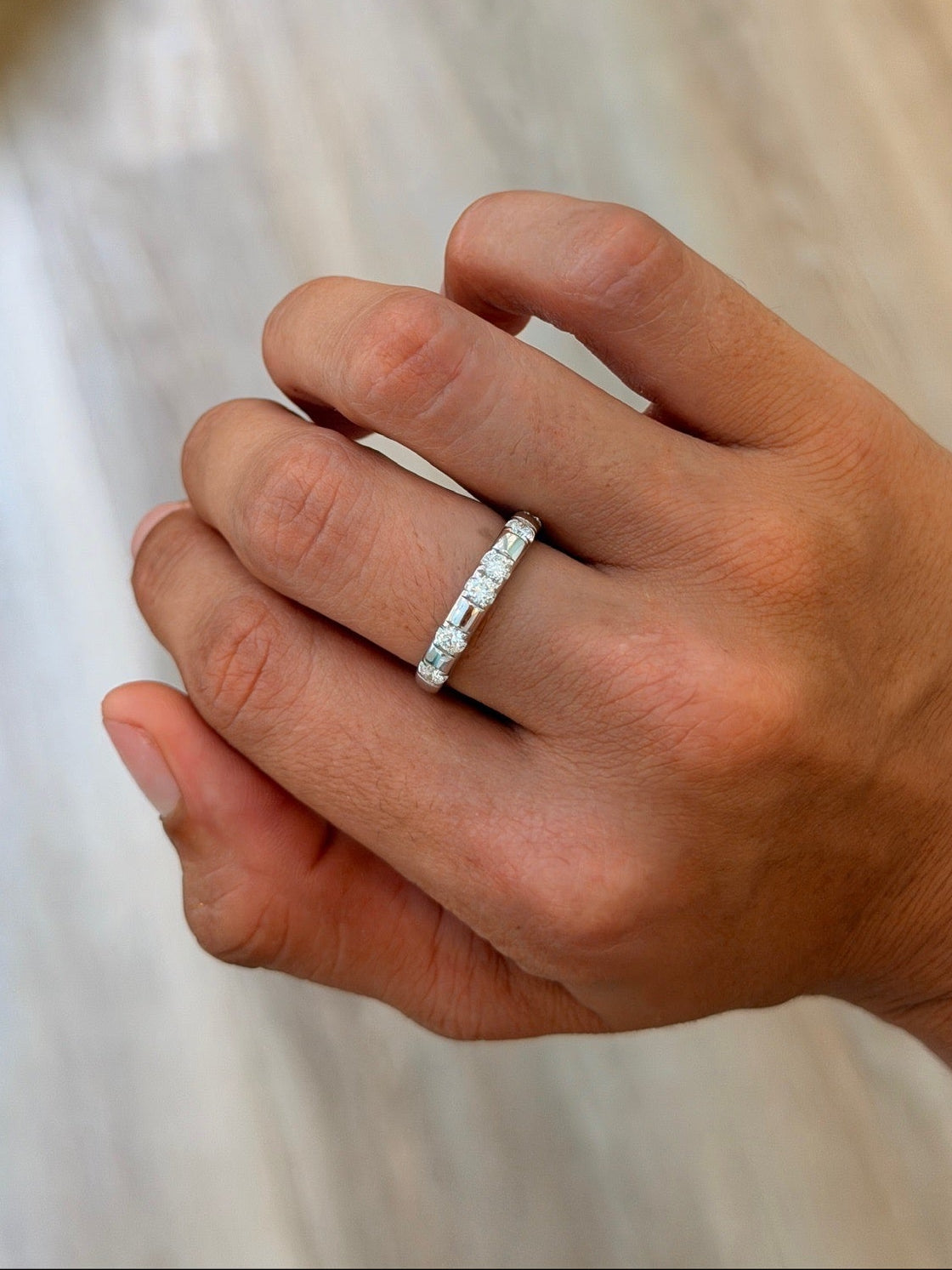 Vertical Channel Set Diamond Ring