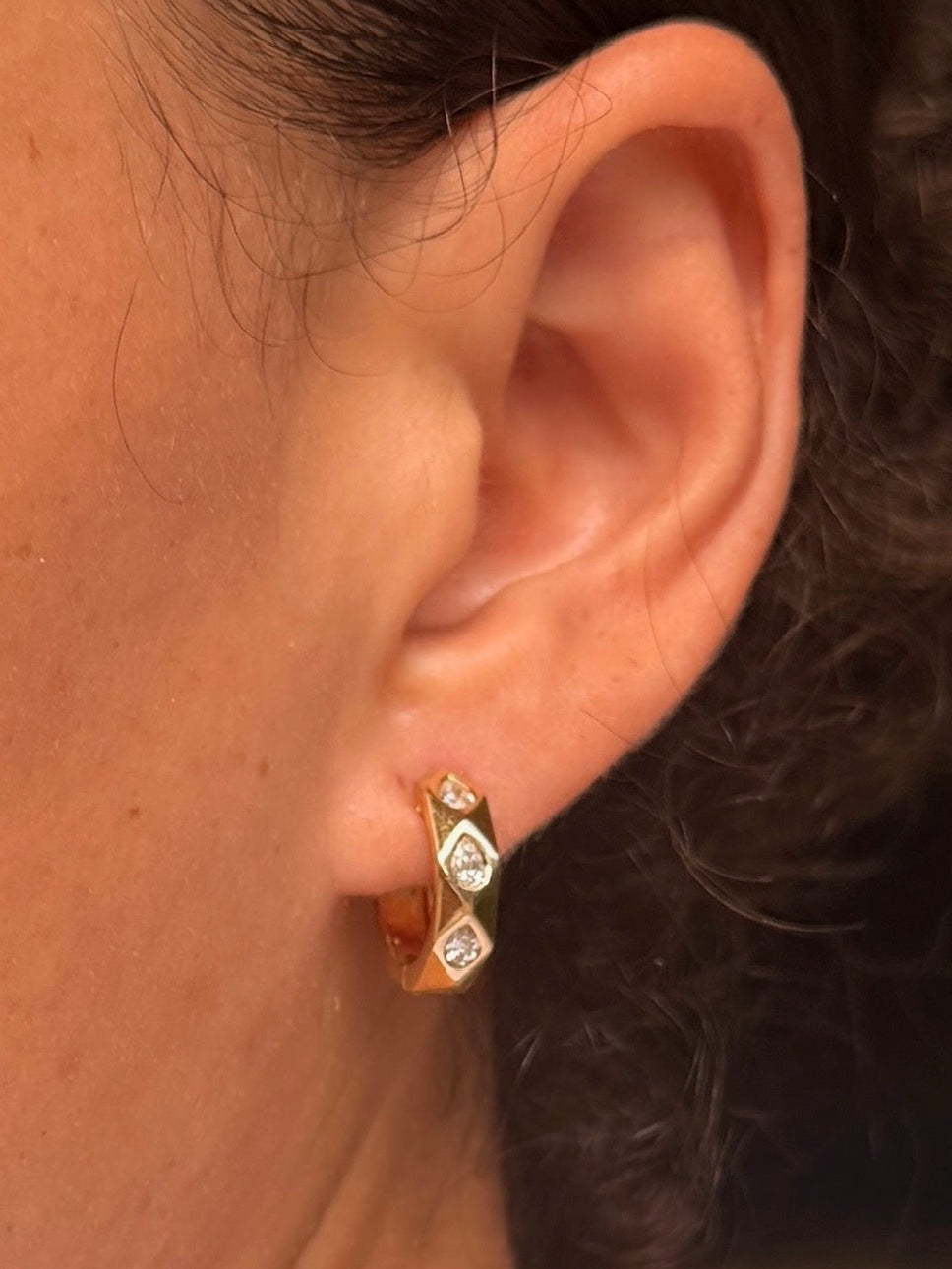 Faceted Pear Diamond Hoops