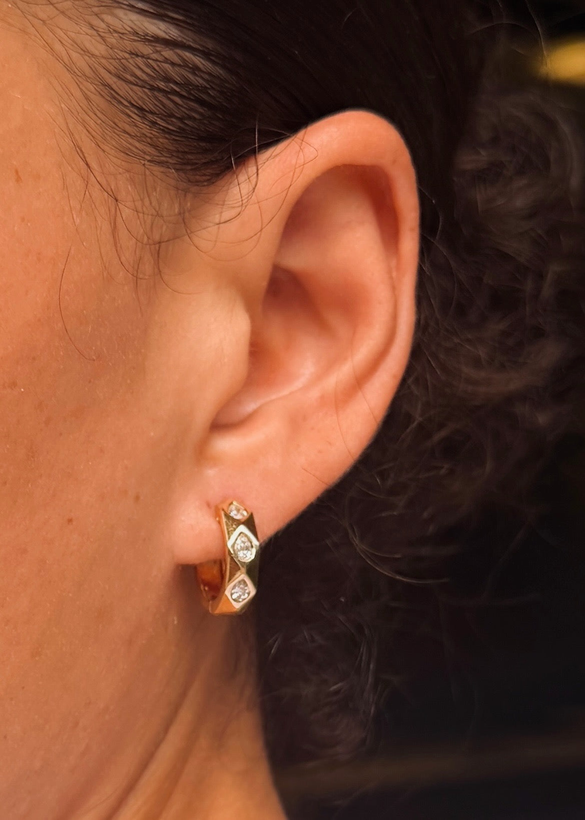 Faceted Pear Diamond Hoops