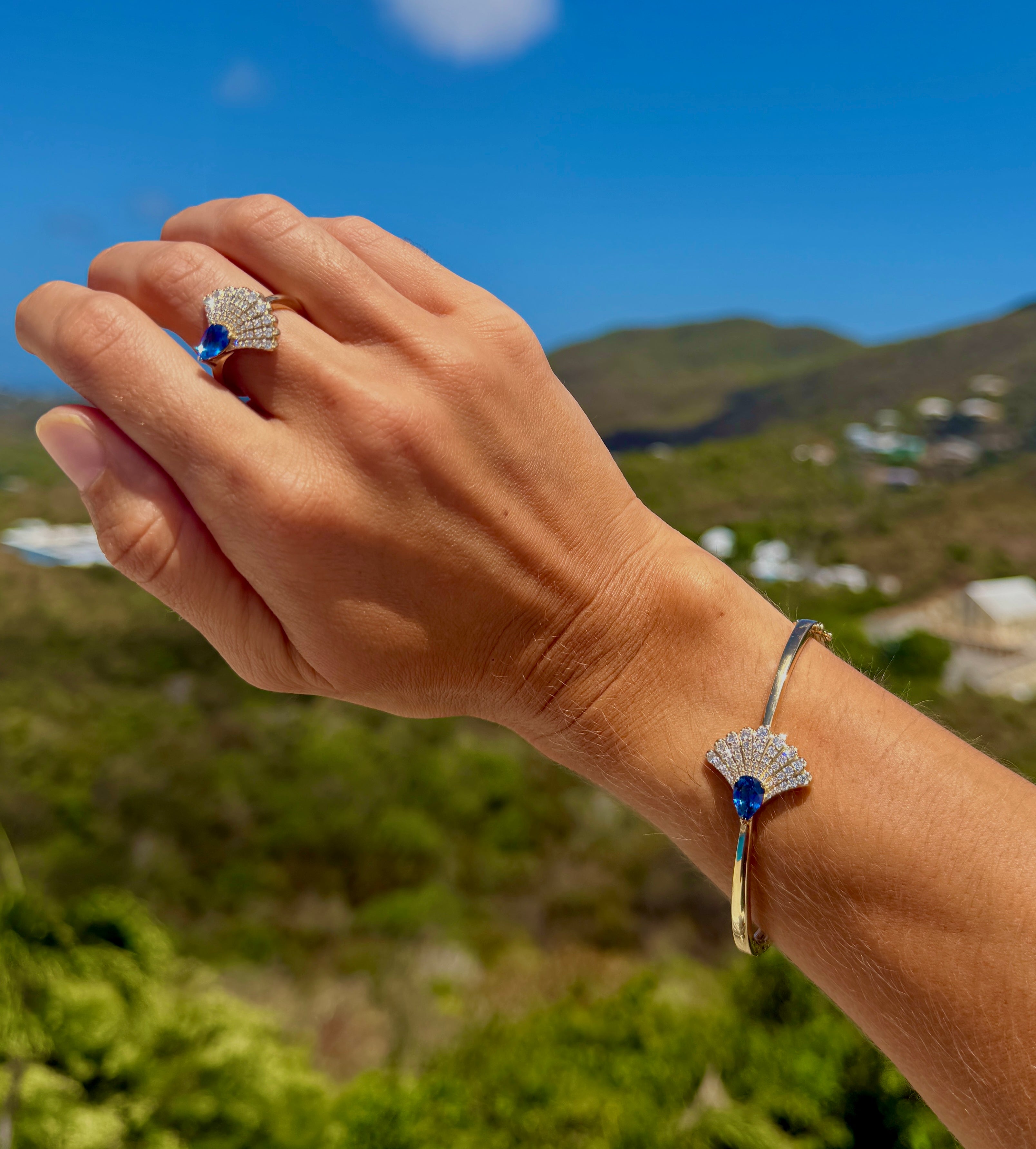 Sapphire & Diamond Fan Bangle
