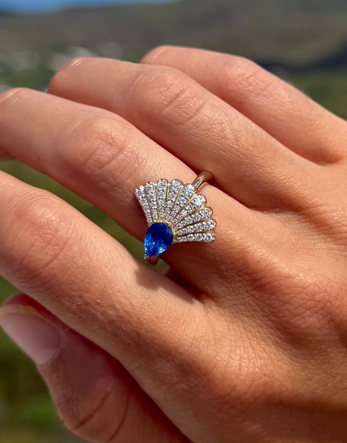Sapphire & Diamond Fan Ring