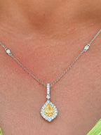 Yellow Diamond Teardrop Pendant Necklace