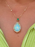 Opal & Emerald Pendant Necklace - PREORDER