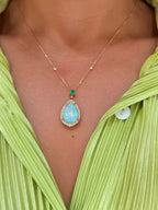 Opal & Emerald Pendant Necklace - PREORDER