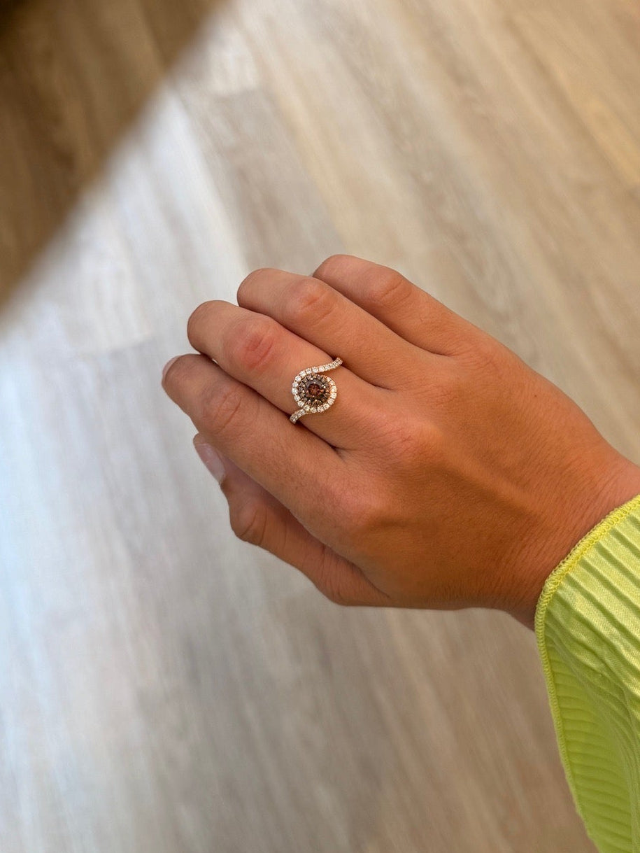Chocolate Diamond Circular Wave Ring