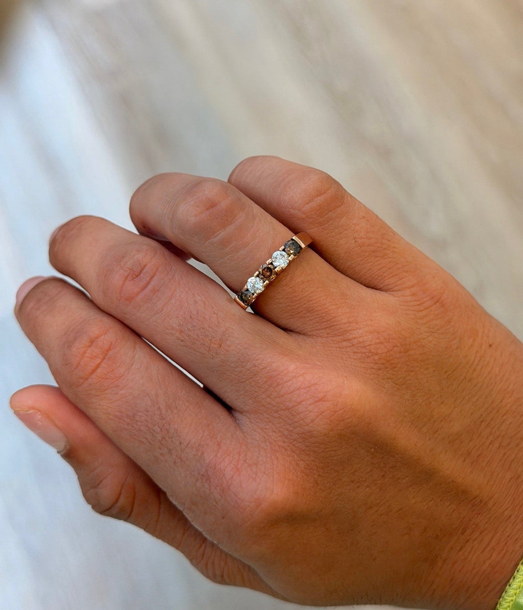 Chocolate & White Diamond Half-Eternity Band