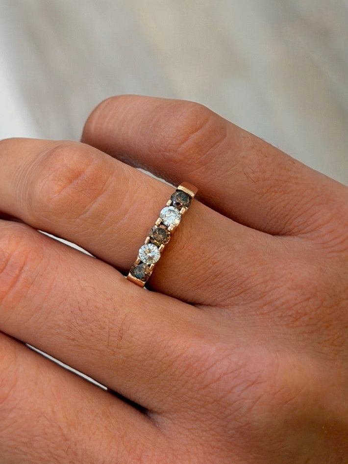 Chocolate & White Diamond Half-Eternity Band