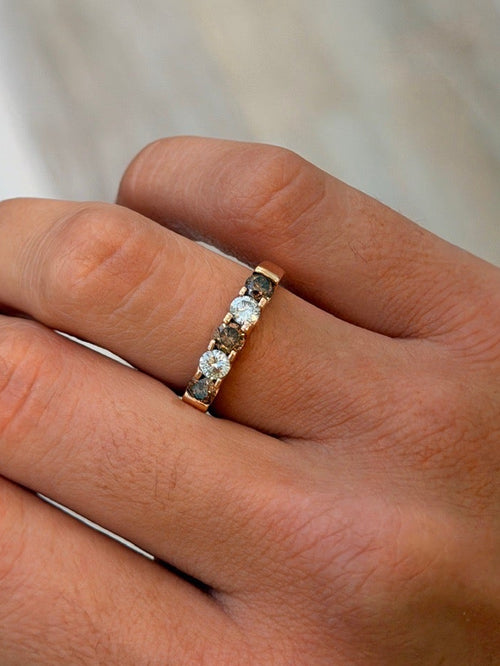 Chocolate & White Diamond Half-Eternity Band