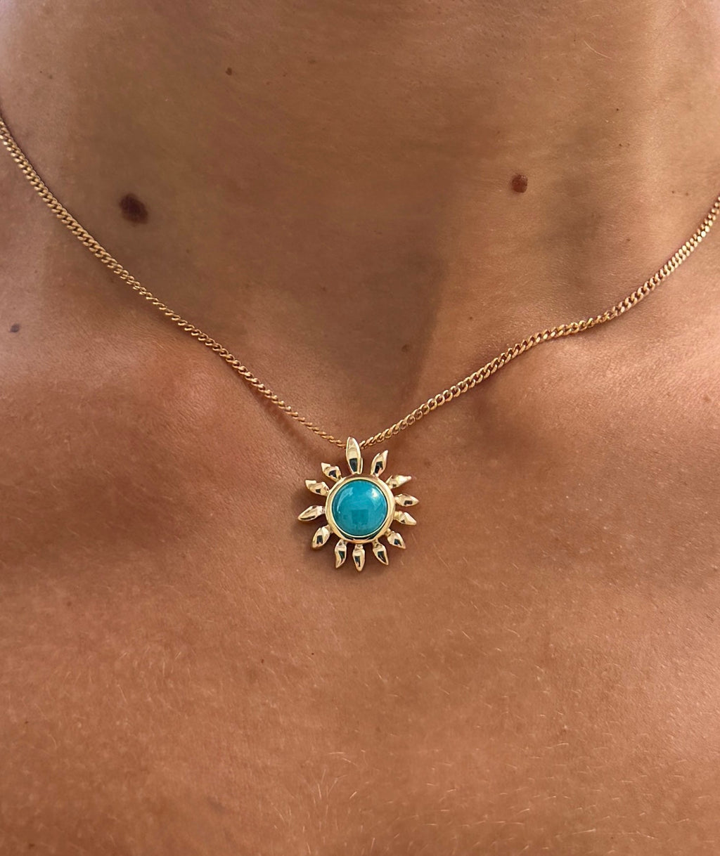 Sunburst Larimar Pendant
