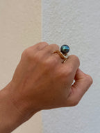 Tahitian Pearl & Diamond Wave Cocktail Ring