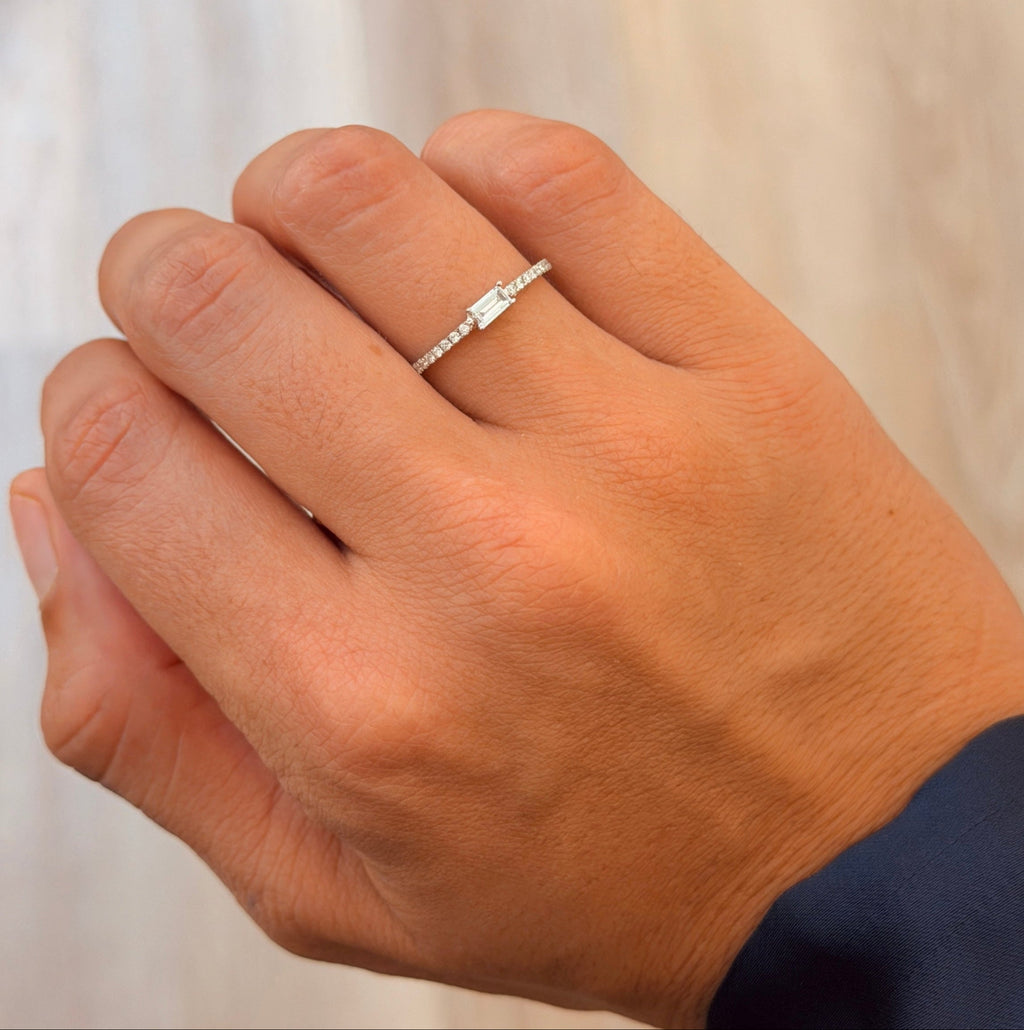 Dainty Baguette and Round Brilliant Diamond Band - PREORDER