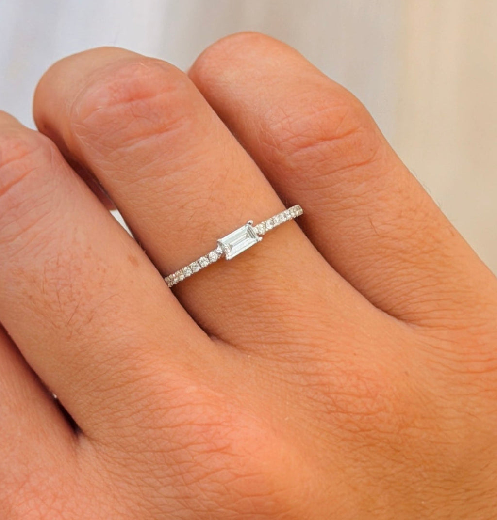 Dainty Baguette and Round Brilliant Diamond Band - PREORDER