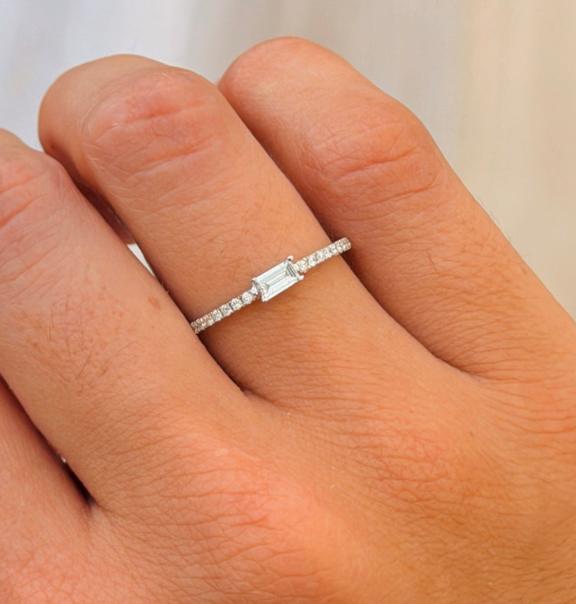 Dainty Baguette and Round Brilliant Diamond Band - PREORDER