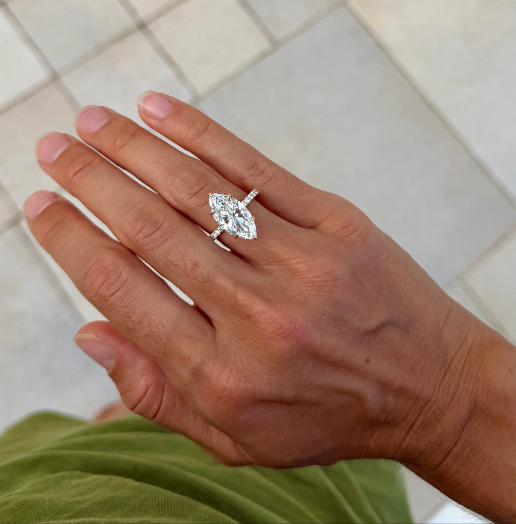 Marquise and Pavé band Diamond Ring - IGI Certified Lab Grown Diamond