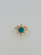 Larimar and Diamond Sunburst Ring