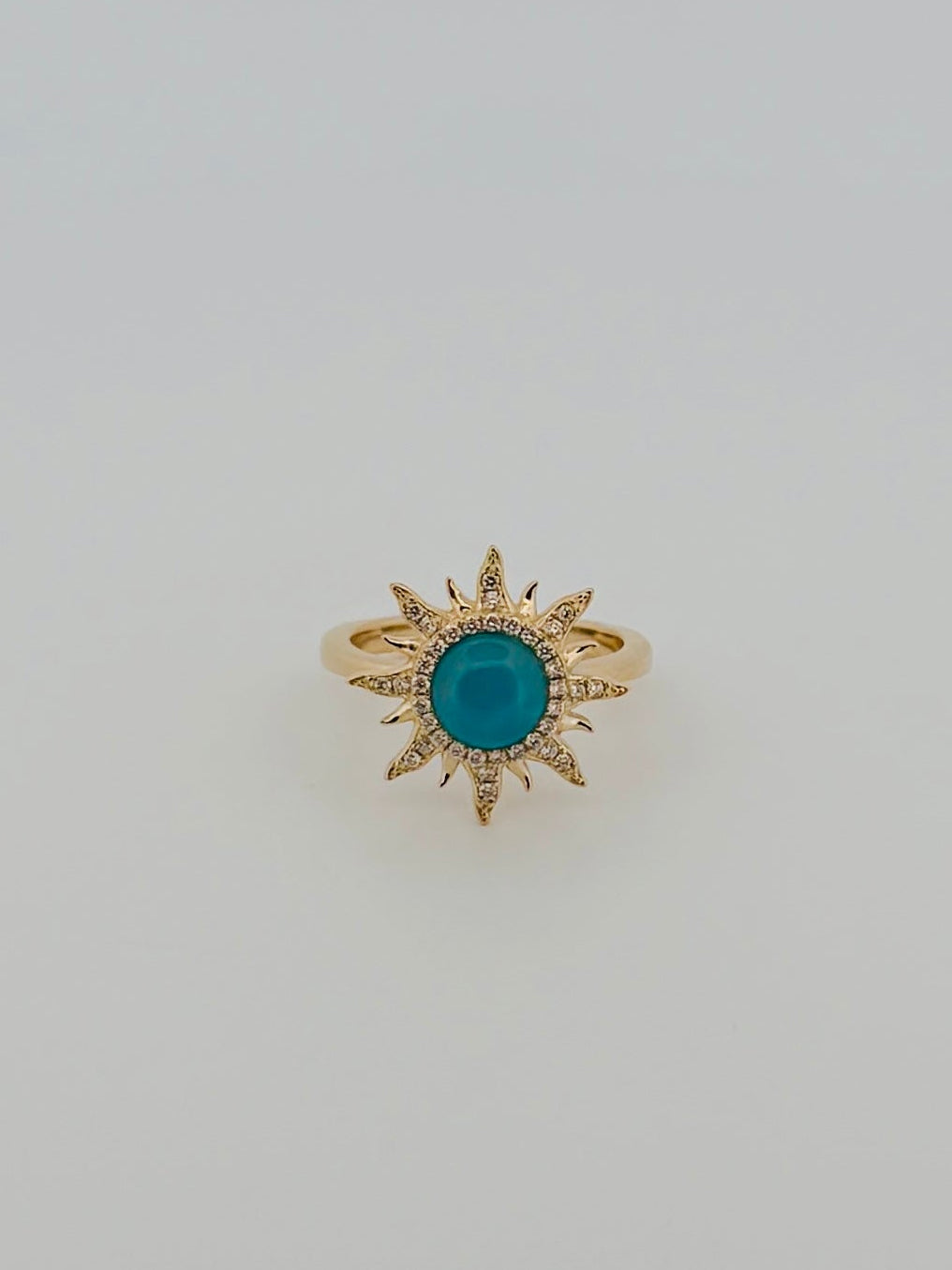 Larimar and Diamond Sunburst Ring
