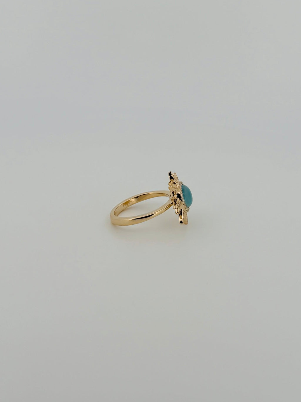 Larimar and Diamond Sunburst Ring
